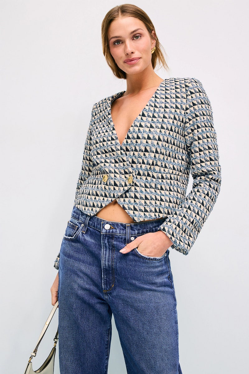 Double Breasted Collarless Jacket by Derek Lam 10 Crosby x RTR - Photo 0