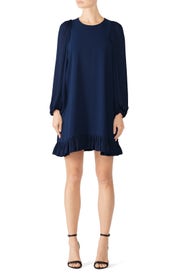 Blue Ruffle Hem Dress by HALSTON