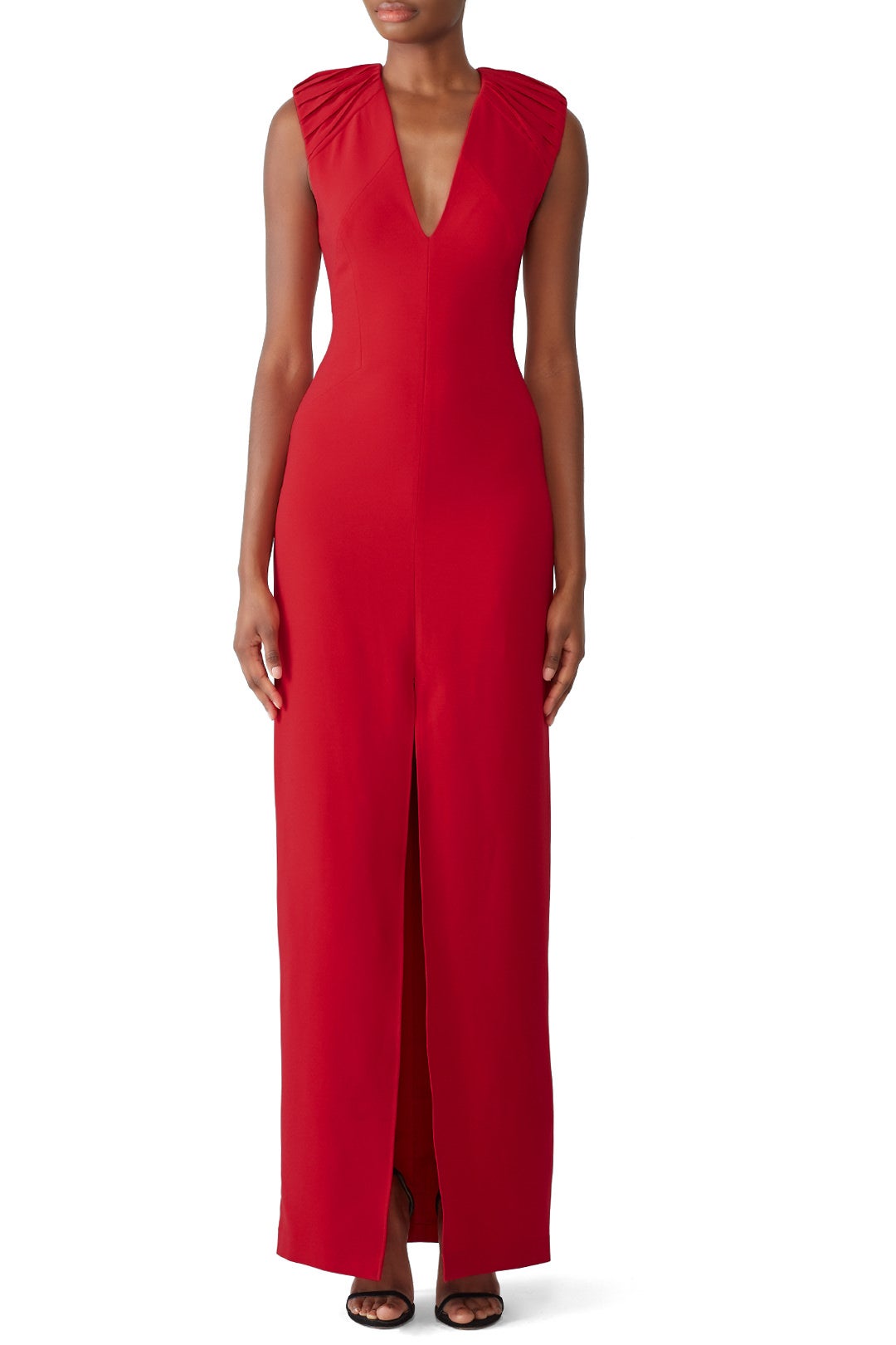 Red Front Slit Gown by HALSTON 0