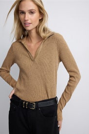 Rib Long Sleeve Polo by NIC + ZOE