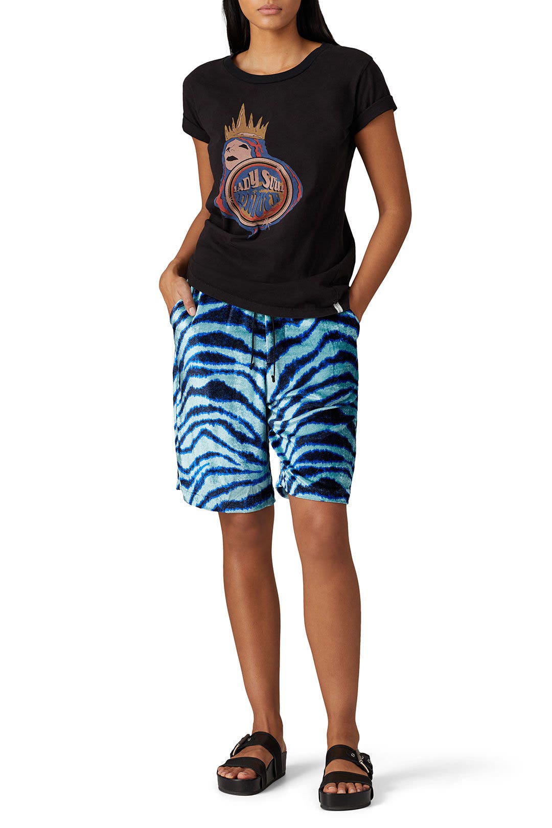 Teal Zebra Baggy Shorts by R13 0