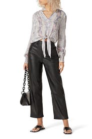 Snake Print Front Tie Top by Fifteen Twenty