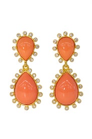 Crystallized Salmon Drop Earrings by Kenneth Jay Lane