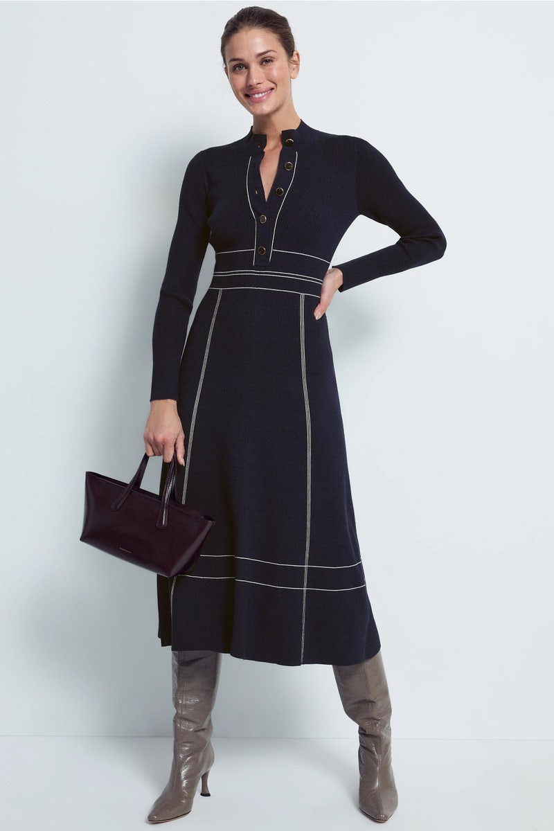 Charlie Knit Midi Dress With Stitching by Reiss