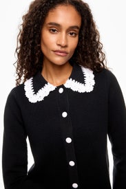 Cardigan With Crochet Trim Collar by CeCe
