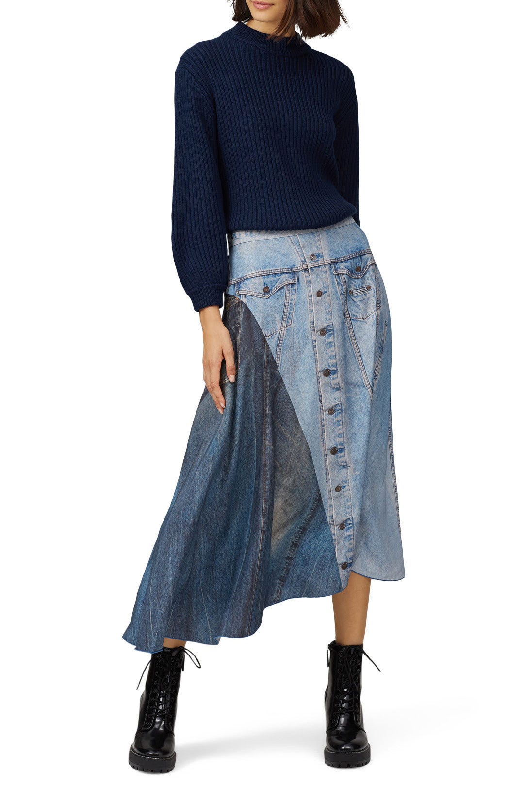 Blue Printed Silk Skirt by Colovos 0