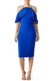 Cobalt Multi Ruffle Dress by Christian Siriano