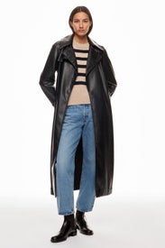 Black Faux Leather Trench Coat by Derek Lam 10 Crosby x RTR