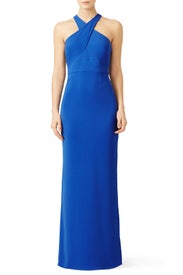 Brilliant Blue Wrap Gown by Laundry by Shelli Segal