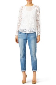 White Scalloped Lace Top by Rebecca Taylor NYC