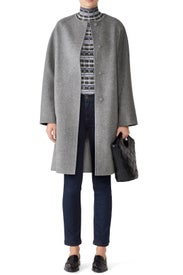 Grey Rounded Coat by Theory