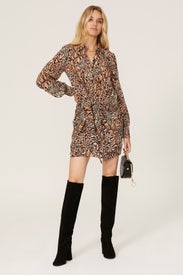 Brooke Leopard Tie Shirtdress by GILNER FARRAR