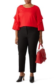 Red Ruffle Blouse by JUNAROSE