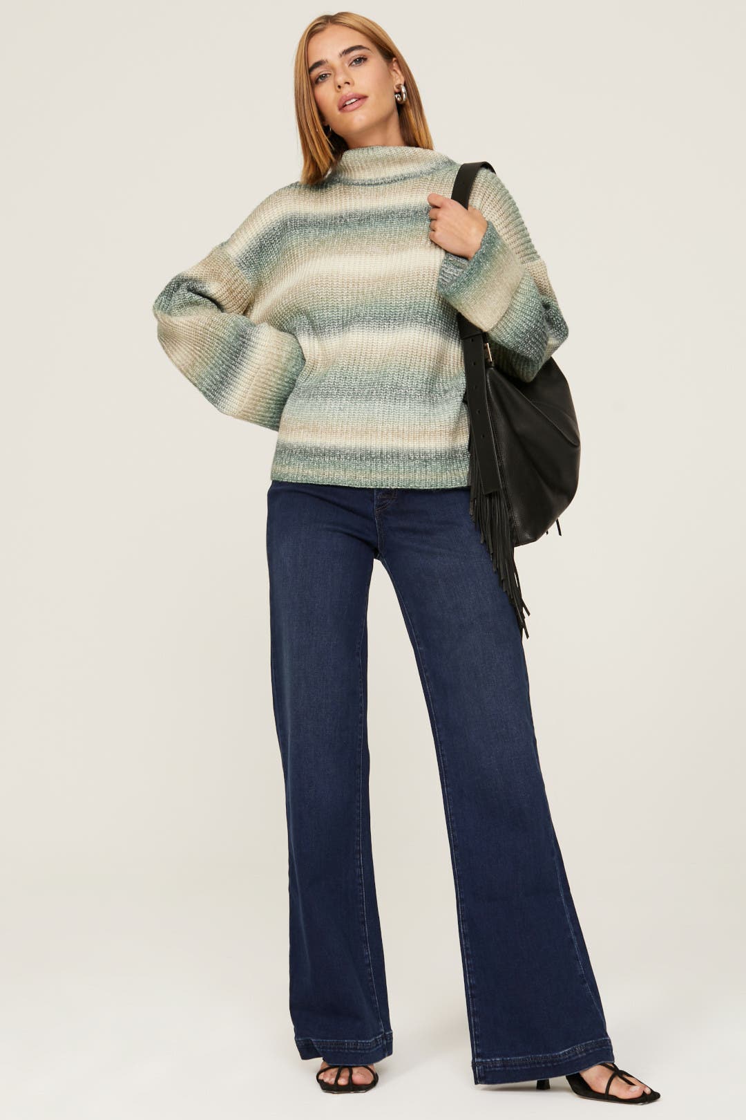 Sage Stripe Turtleneck Sweater by Sweet Baby Jamie | Rent the Runway