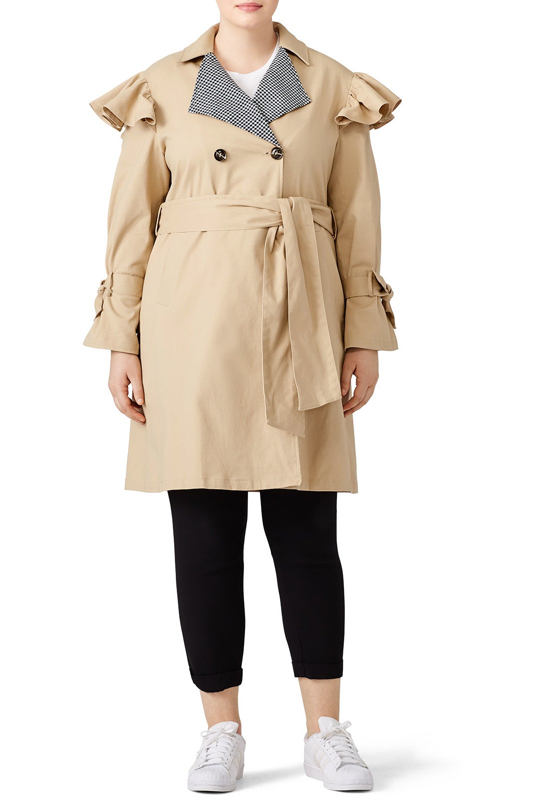 Gingham Collared Trench Coat by LOST INK 0