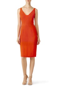Red Textured Crepe Cocktail Dress by Narciso Rodriguez