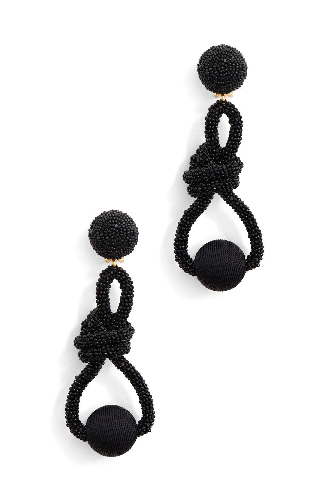 Black Beaded Knot Earrings by Oscar de la Renta for 217 Rent the Runway