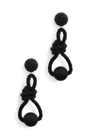 Black Beaded Knot Earrings by Oscar de la Renta