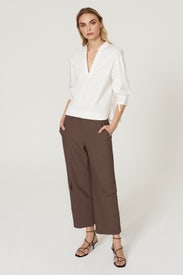 White Three Quarter Sleeve Blouse by Rebecca Taylor NYC