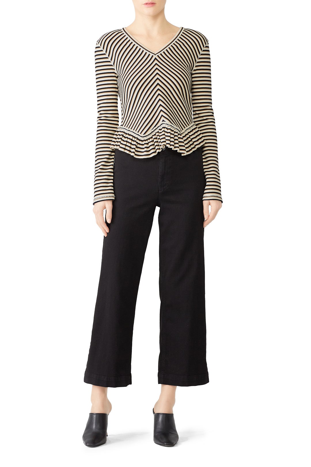 Striped Ruffle Hem Top by See by Chloé 0