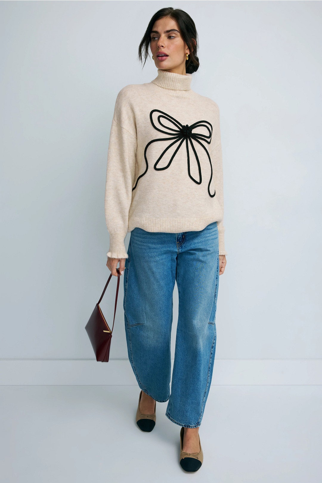 Embroidered Ribbon Turtleneck Sweater by CeCe 0