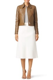 Brown Pilot Leather Jacket by Carven