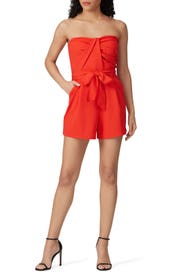 Red Strapless Romper by Great Jones