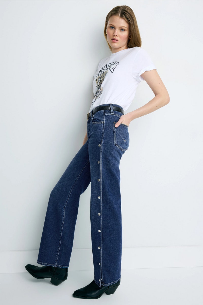 Rosie High Rise Wide Leg Jean With Snaps by Hudson