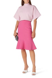 Pink Mock Neck Crop Top by Hervé Léger