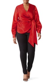 Satin Tie Front Top by SIMKHAI