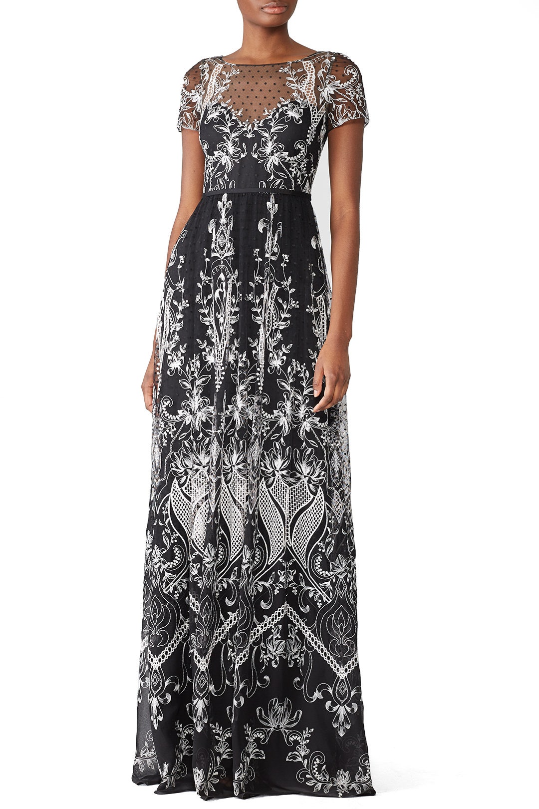 Embroidered Dotted Tulle Gown by Marchesa Notte 0