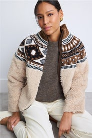 Linea Fairisle Knit Combo Fleece Jacket by Sea New York