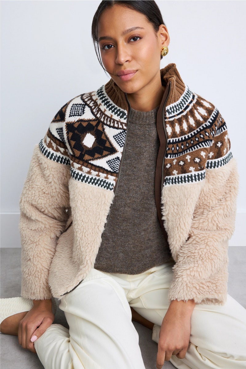 Linea Fairisle Knit Combo Fleece Jacket by Sea New York - Photo 0