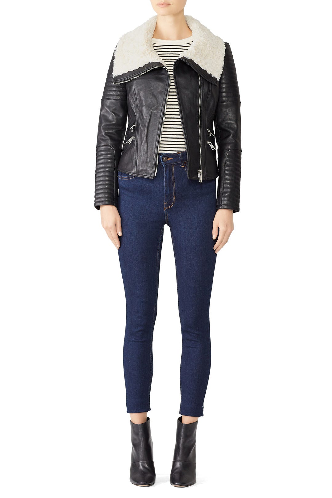 Faux Fur Collar Leather Jacket by Slate & Willow 0