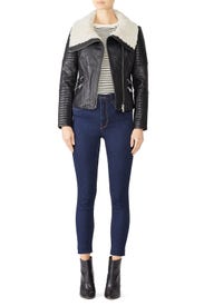 Faux Fur Collar Leather Jacket by Slate & Willow