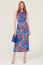 Ruched Floral Midi Dress by Atlein x RTR