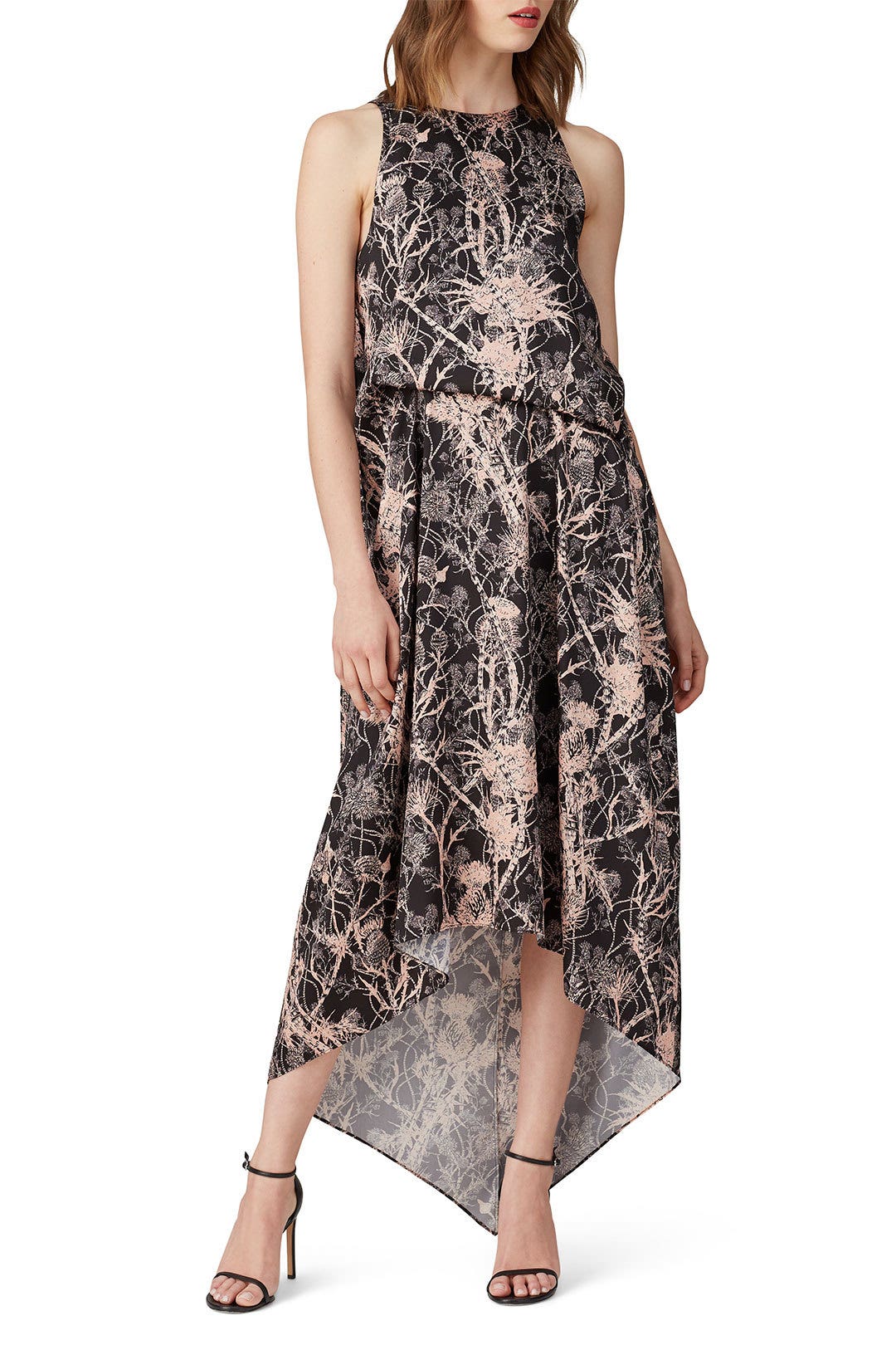 Black Printed Sleeveless Midi Dress by Cedric Charlier 0