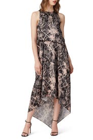 Black Printed Sleeveless Midi Dress by Cedric Charlier