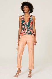 Cutout Floral Peplum Top by Marissa Webb x RTR