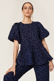 Liw Jacquard Peplum Blouse by STINE GOYA