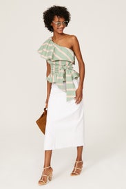 Stripe One Shoulder Top by Stella Jean