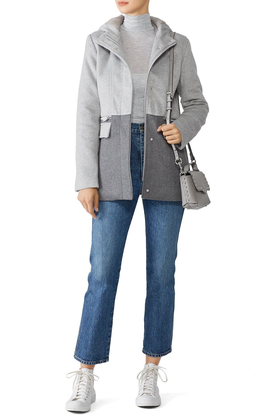 Grey Colorblock Coat by Slate & Willow 0
