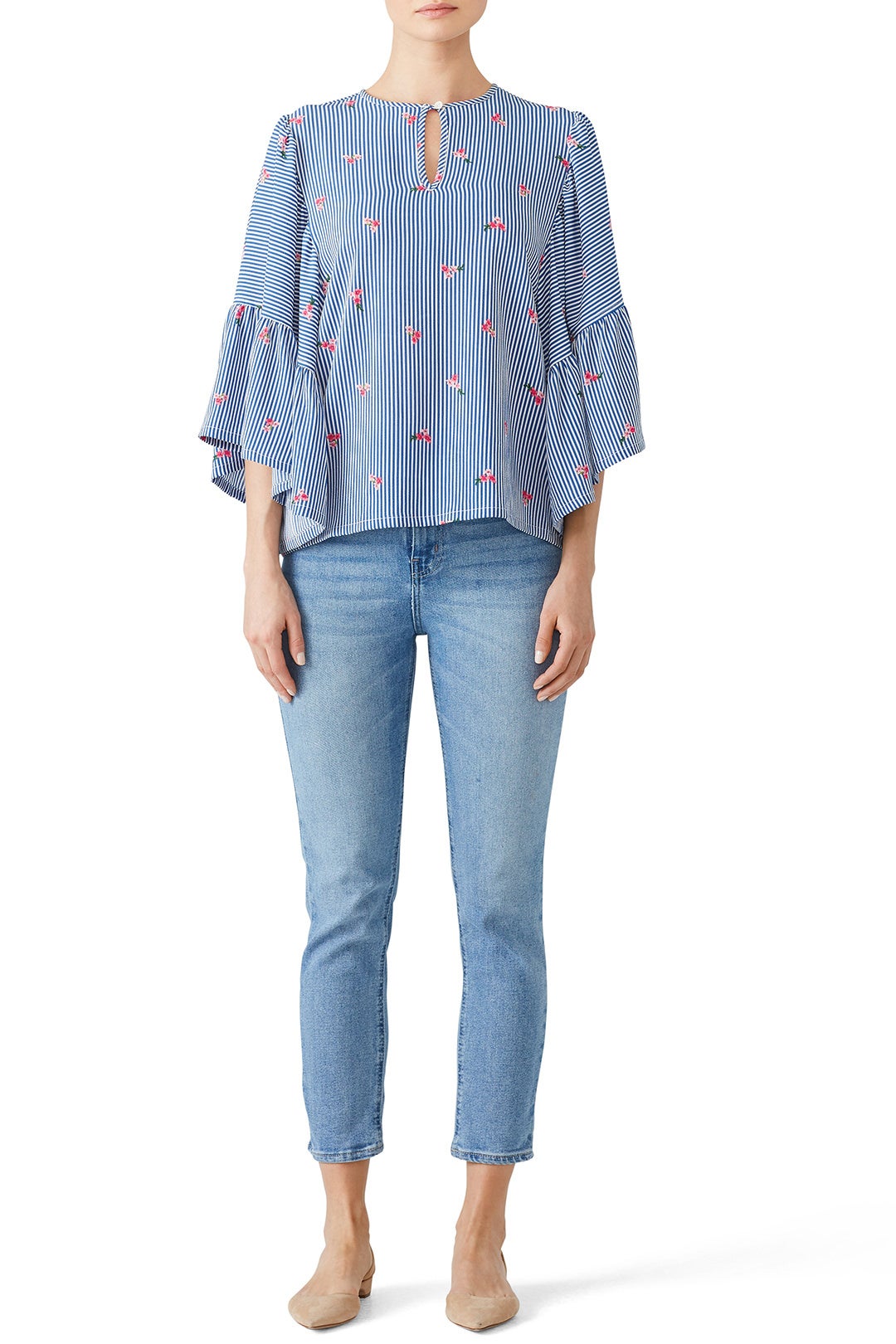 Kelsey Flutter Sleeve Top by B Collection by Bobeau 0