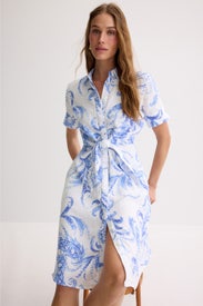 Paisley Tie Front Linen Shirtdress by Lauren Ralph Lauren