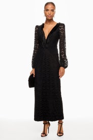 Crochet Plunge Maxi Dress by PatBO