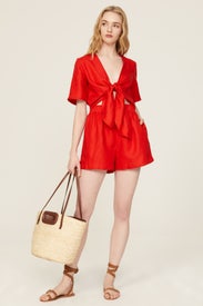 Red Tie Front Romper by Thakoon x RTR