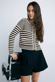 Maribel Striped Crew Cardigan by Central Park West