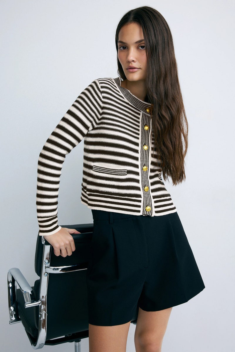 Maribel Striped Crew Cardigan by Central Park West - Photo 0