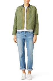 Green Quilted Bomber Jacket by Free People