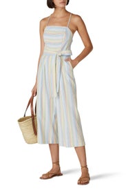 Rainbow Striped Lace-Up Jumpsuit by Moon River